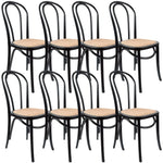 Azalea Arched Back Dining Chair 8 Set Solid Elm Timber Wood Rattan Seat - Black - Furniture > Dining