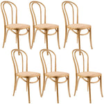 Azalea Arched Back Dining Chair Set of 6 Solid Elm Timber Wood Rattan Seat - Oak - Furniture > Dining