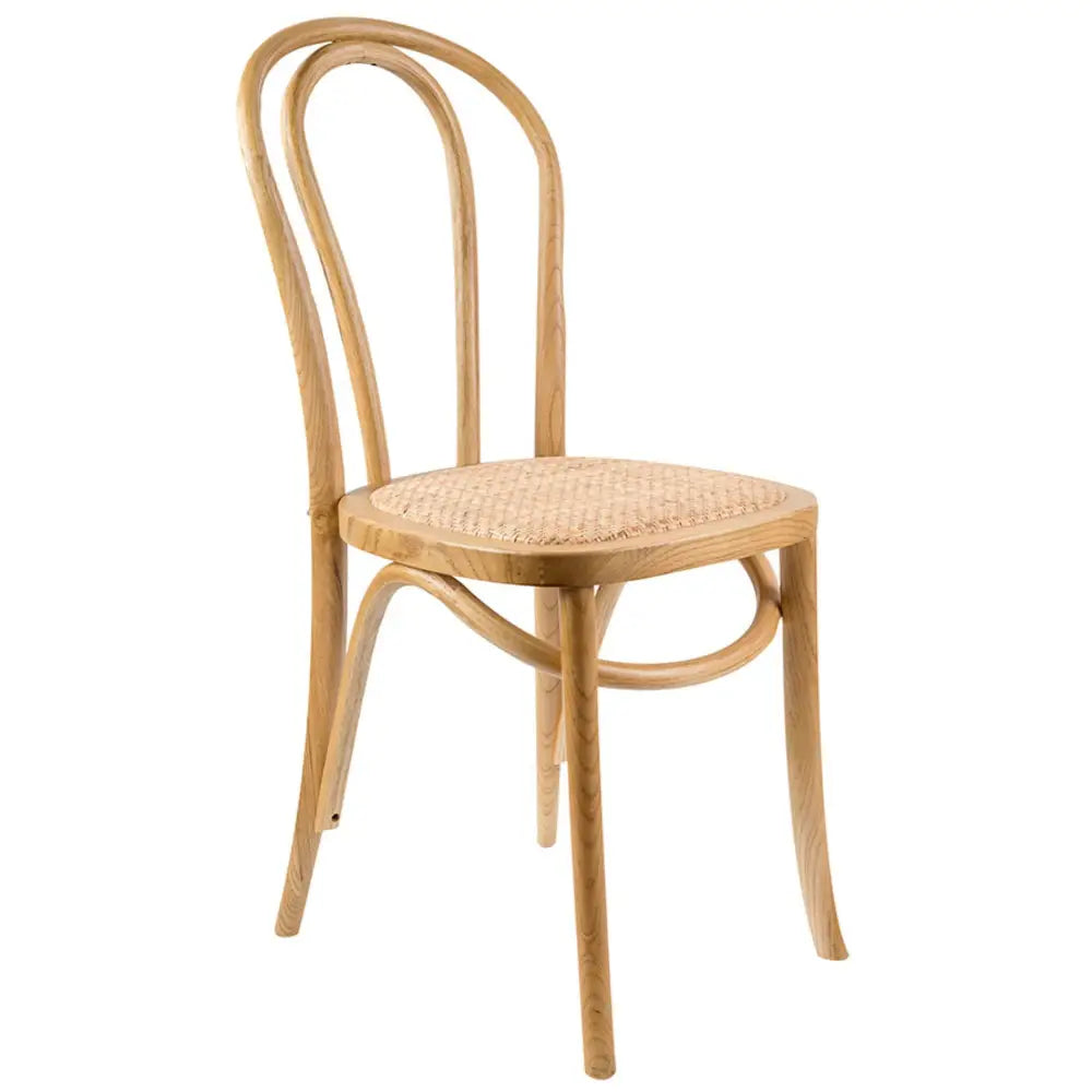 Azalea Arched Back Dining Chair Set of 6 Solid Elm Timber Wood Rattan Seat - Oak - Furniture > Dining