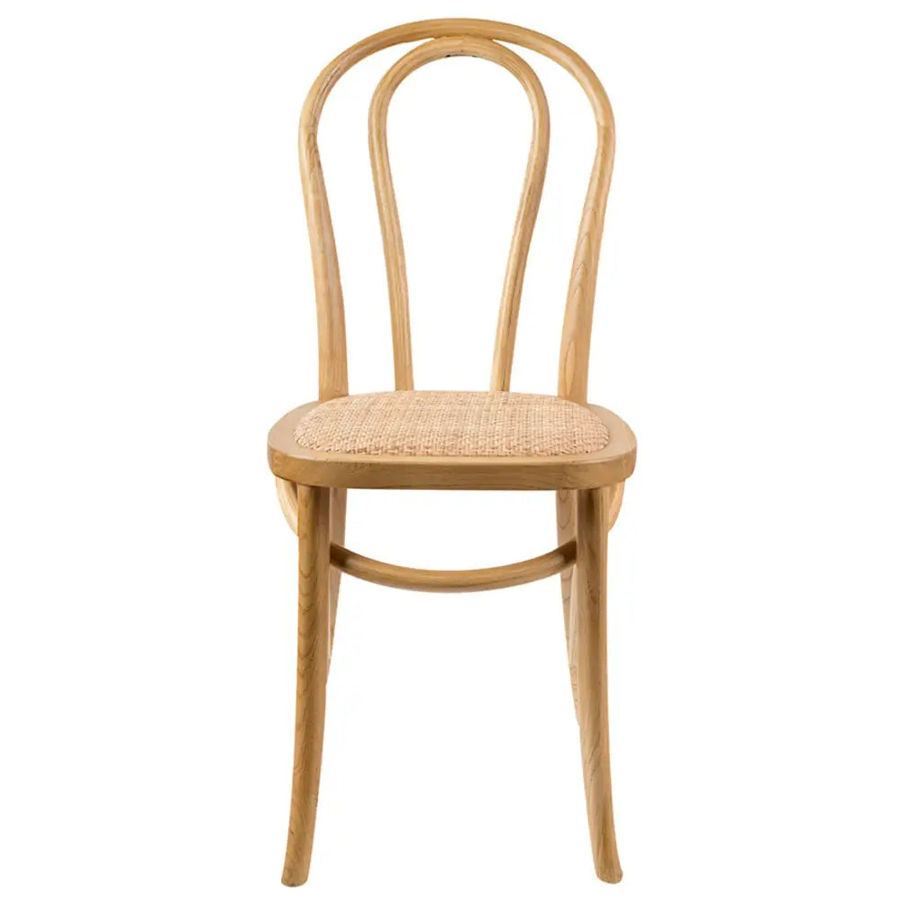 Azalea Arched Back Dining Chair Set of 8 Solid Elm Timber Wood Rattan Seat - Oak - Furniture > Dining