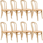 Azalea Arched Back Dining Chair Set of 8 Solid Elm Timber Wood Rattan Seat - Oak - Furniture > Dining