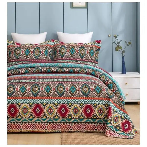 Azura 100% Cotton Quilted 3 pcs Bedspread Coverlet Set King - Home & Garden > Bedding > Quilts & Duvets