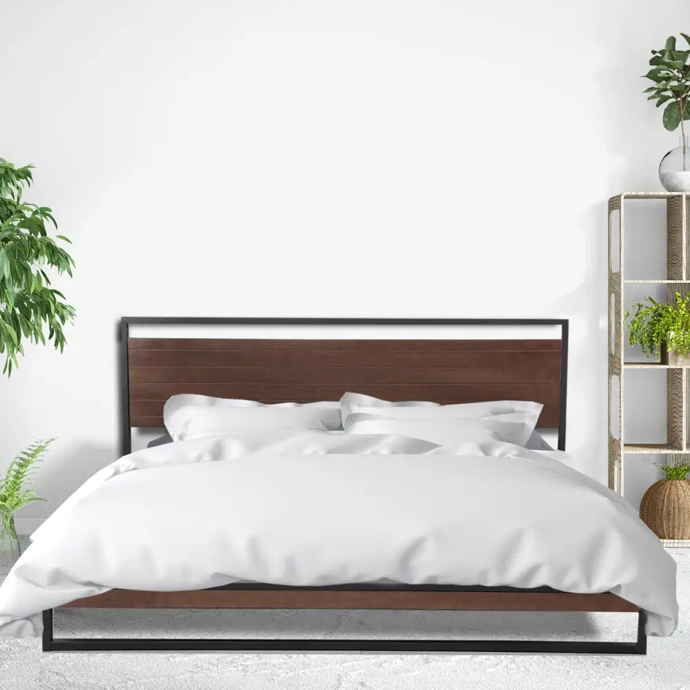 Azure Wood Bed Frame With Comforpedic Mattress Package Deal Bedroom Set - Single - White Brown - Furniture > Bedroom >