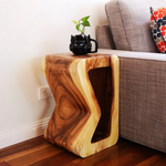 B Shape Raintree Wood Side/Corner Table/Planet Stand (Clear Finish) - Home & Garden > Decor
