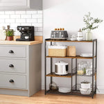 Baker’s Rack with 2 Metal Mesh Baskets Shelves and Hooks 80 x 35 x 95 cm Industrial Style Rustic Brown - Furniture >