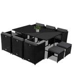 Bali 11 Piece Outdoor Dining Set-Black - Furniture > Outdoor