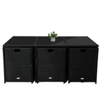 Bali 11 Piece Outdoor Dining Set-Black - Furniture > Outdoor