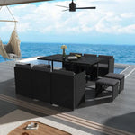 Bali 11 Piece Outdoor Dining Set-Black - Furniture > Outdoor