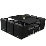 Bali 11 Piece Outdoor Dining Set-Black - Furniture > Outdoor