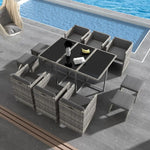 Bali 11 Piece Outdoor Dining Set-Grey - Furniture > Outdoor