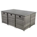 Bali 11 Piece Outdoor Dining Set-Grey - Furniture > Outdoor