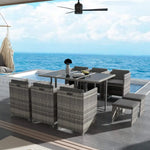 Bali 11 Piece Outdoor Dining Set-Grey - Furniture > Outdoor