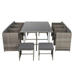 Bali 11 Piece Outdoor Dining Set-Grey - Furniture > Outdoor