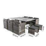 Bali 11 Piece Outdoor Dining Set-Grey - Furniture > Outdoor