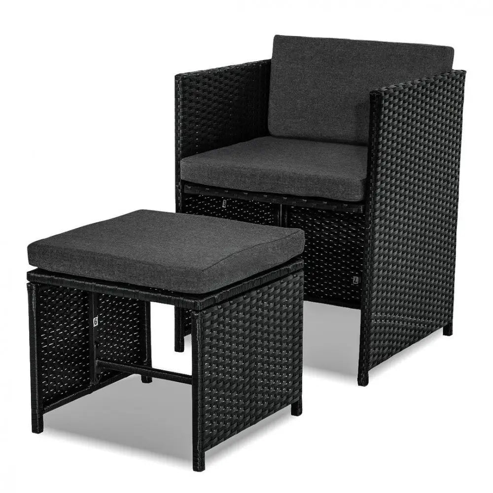 Bali 13PC Outdoor Dining Set-Black - Furniture > Outdoor