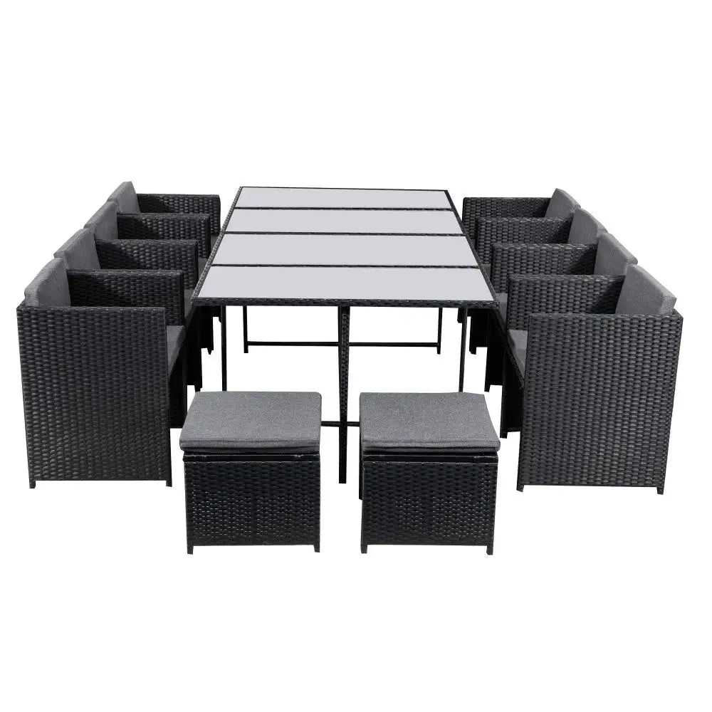 Bali 13PC Outdoor Dining Set-Black - Furniture > Outdoor