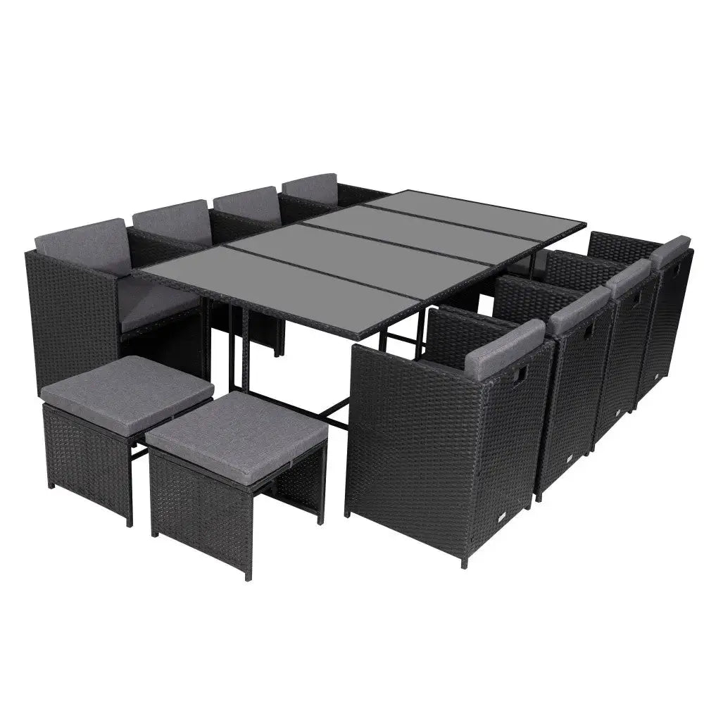 Bali 13PC Outdoor Dining Set-Black - Furniture > Outdoor