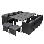 Bali 13PC Outdoor Dining Set-Black - Furniture > Outdoor