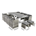 Bali 13PC Outdoor Dining Set-Grey - Furniture > Outdoor