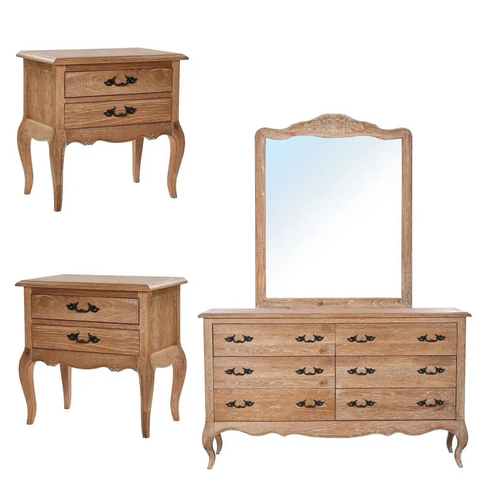 Bali 4pc Set 2 Bedside Dresser Mirror Storage Side End Table Oak - Audio & Video > Musical Instrument & Accessories >