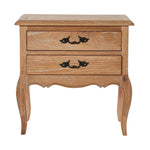 Bali Bedside Table 2 Drawers Storage Shelf Side End Tables Oak - Furniture > Bedroom