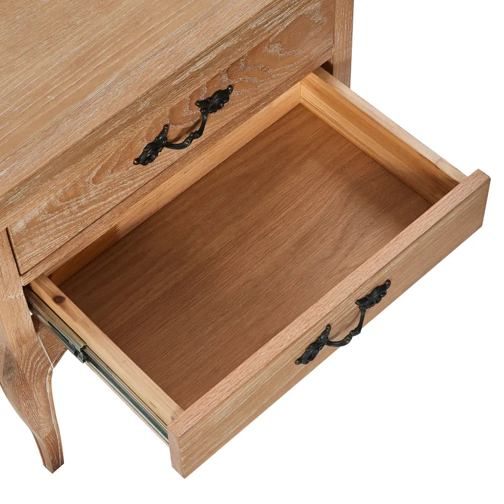 Bali Bedside Table 2 Drawers Storage Shelf Side End Tables Oak - Furniture > Bedroom
