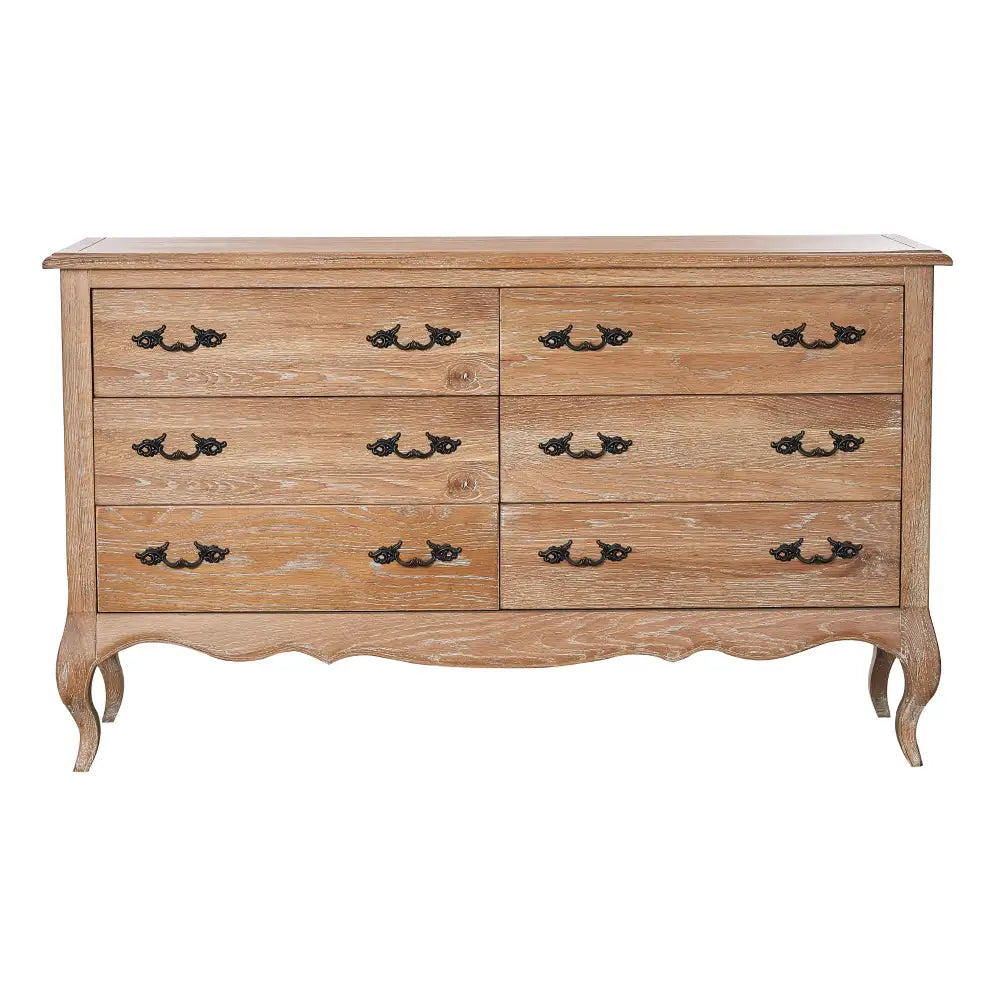 Bali Dresser Mirror 6 Chest of Drawers Tallboy Storage Oak - Furniture > Bedroom > Dressers