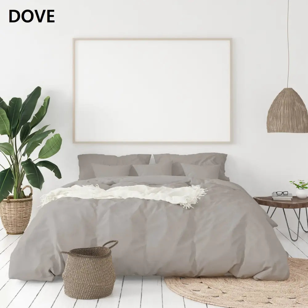 Balmain 1000 Thread Count Hotel Grade Bamboo Cotton Quilt Cover Pillowcases Set - King - Dove - Home & Garden > Bedding