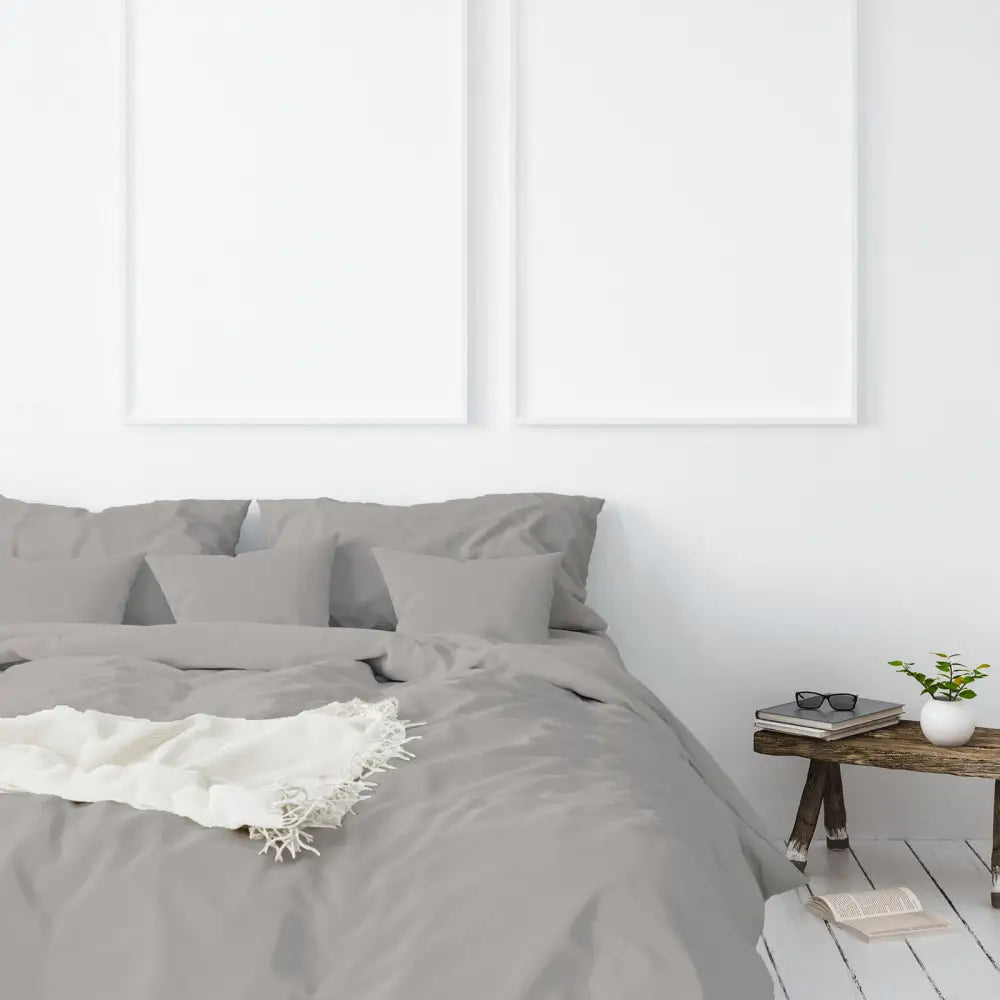 Balmain 1000 Thread Count Hotel Grade Bamboo Cotton Quilt Cover Pillowcases Set - King - Dove - Home & Garden > Bedding