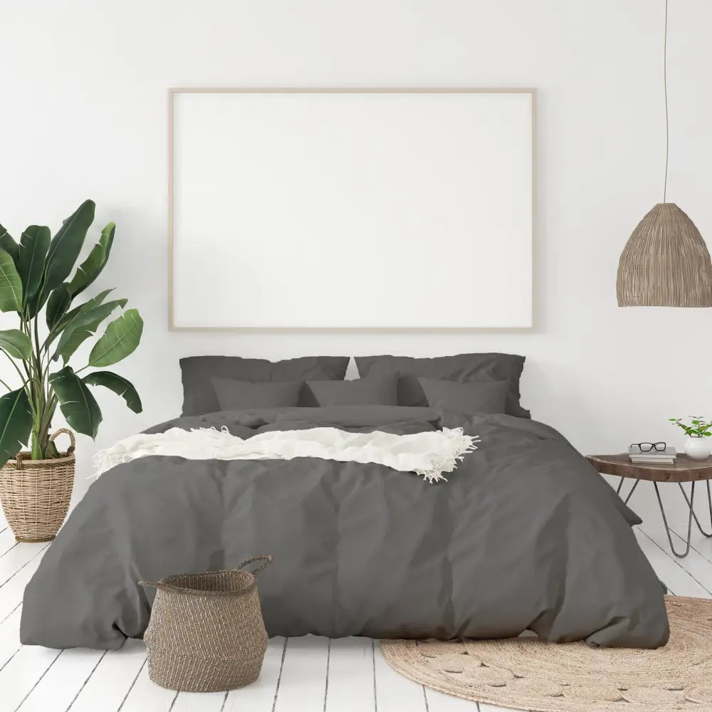 Balmain 1000 Thread Count Hotel Grade Bamboo Cotton Quilt Cover Pillowcases Set - King - Pewter - Home & Garden >