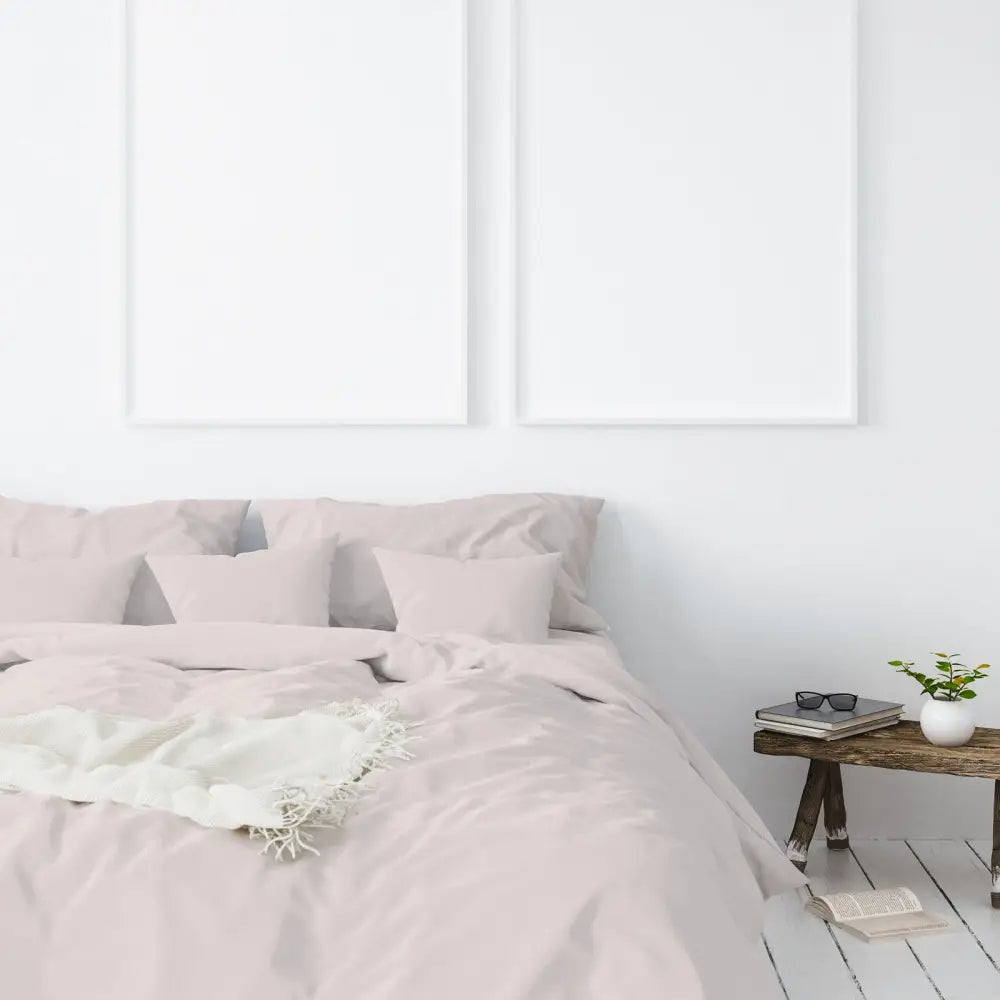 Balmain 1000 Thread Count Hotel Grade Bamboo Cotton Quilt Cover Pillowcases Set - King - Blush - Home & Garden > Bedding