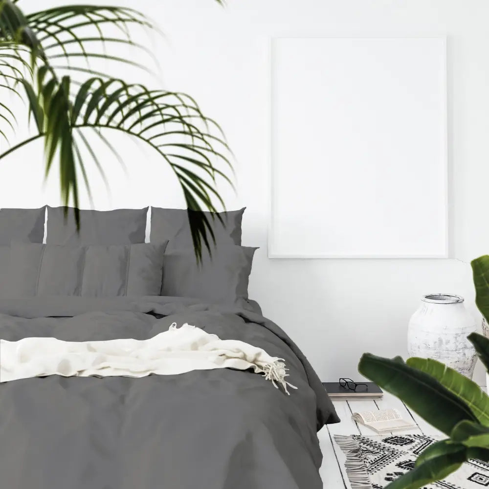 Balmain 1000 Thread Count Hotel Grade Bamboo Cotton Quilt Cover Pillowcases Set - King - Pewter - Home & Garden >
