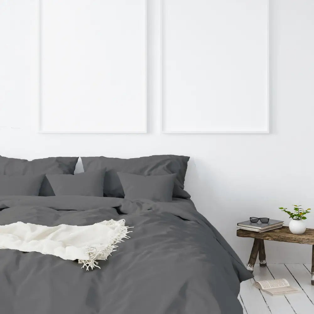 Balmain 1000 Thread Count Hotel Grade Bamboo Cotton Quilt Cover Pillowcases Set - King - Pewter - Home & Garden >