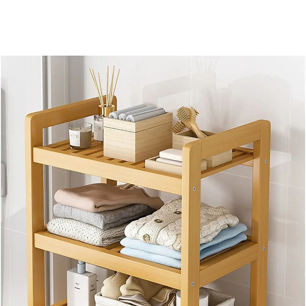 Bamboo 2-in-1 Laundry Hamper with 2 Shelves and Clothes Basket - Furniture > Office