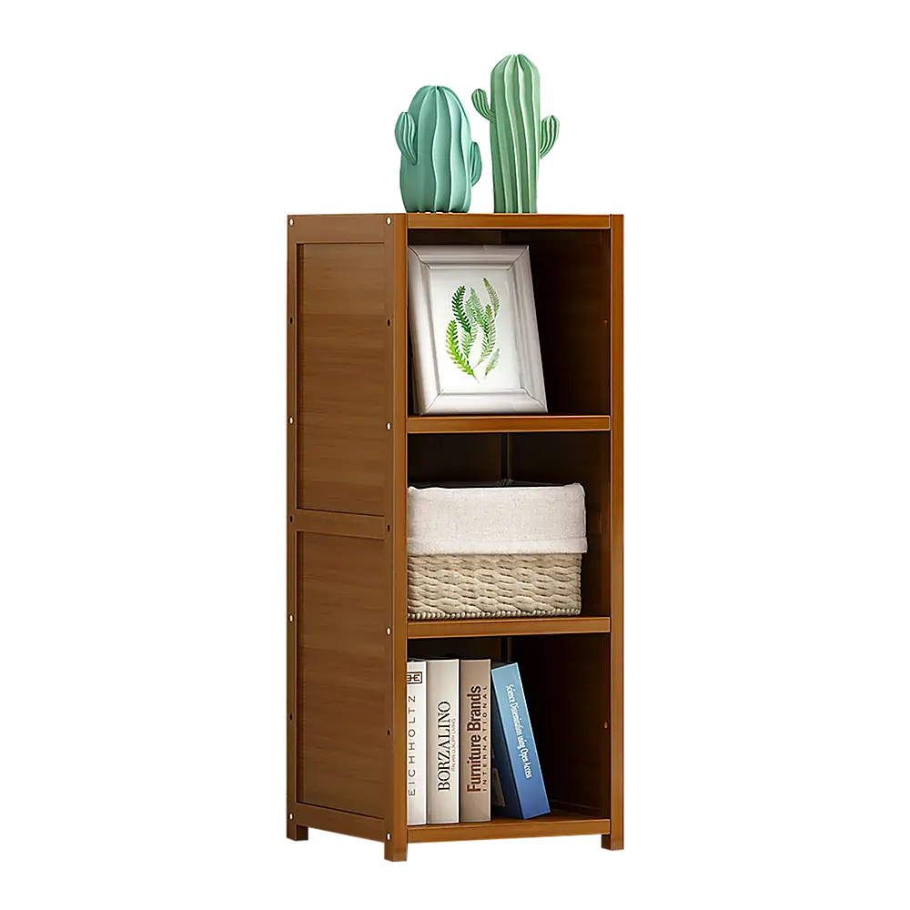 Bamboo Adjustable Shelf Bookcase Display Storage Rack Stand Livingroom Bedroom - Furniture > Office