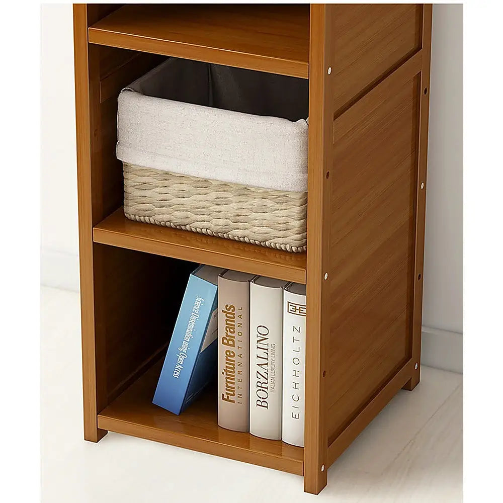 Bamboo Adjustable Shelf Bookcase Display Storage Rack Stand Livingroom Bedroom Set - Furniture > Office