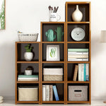 Bamboo Adjustable Shelf Bookcase Display Storage Rack Stand Livingroom Bedroom Set - Furniture > Office