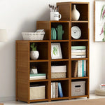 Bamboo Adjustable Shelf Bookcase Display Storage Rack Stand Livingroom Bedroom Set - Furniture > Office