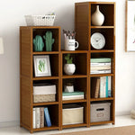 Bamboo Adjustable Shelf Bookcase Display Storage Rack Stand Livingroom Bedroom Set - Furniture > Office