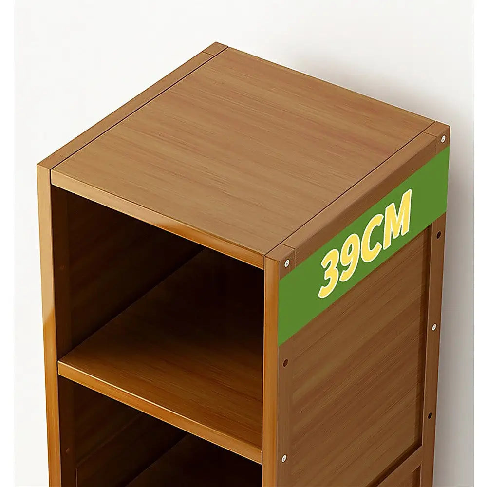 Bamboo Adjustable Shelf Bookcase Display Storage Rack Stand Livingroom Bedroom Set - Furniture > Office