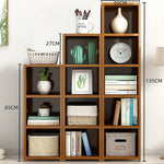 Bamboo Adjustable Shelf Bookcase Display Storage Rack Stand Livingroom Bedroom Set - Furniture > Office