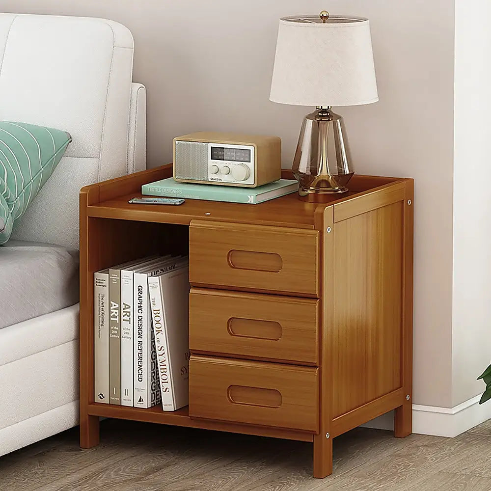 Bamboo Bedside Table Nightstand Storage Bedroom Sofa Side Stand - Furniture > Office
