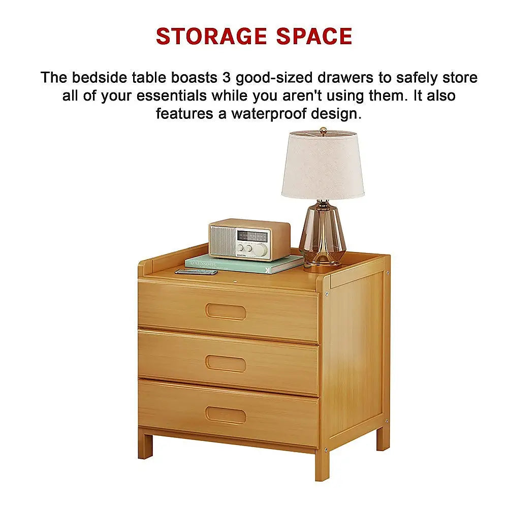 Bamboo Bedside Table Nightstand Storage Bedroom Sofa Side Stand - Furniture > Office