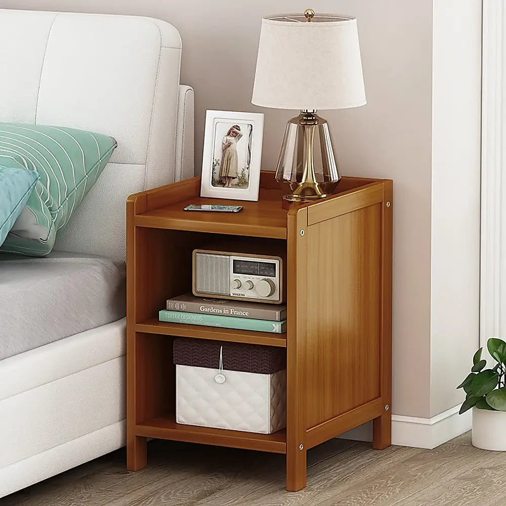Bamboo Bedside Table Nightstand Storage Bedroom Sofa Side Stand - Furniture > Office