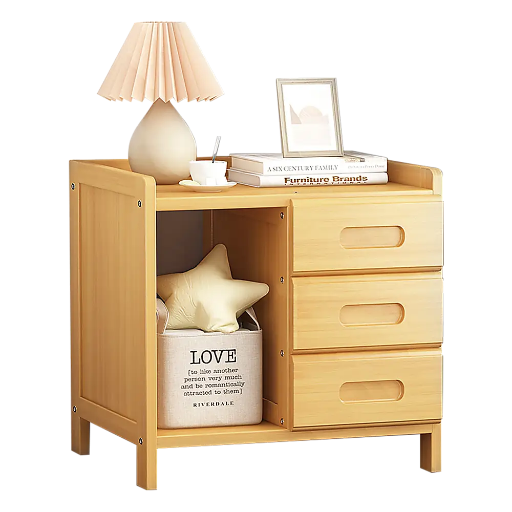 Bamboo Bedside Table Nightstand Storage Bedroom Sofa Side Stand - Furniture > Bedroom > Bedside Tables