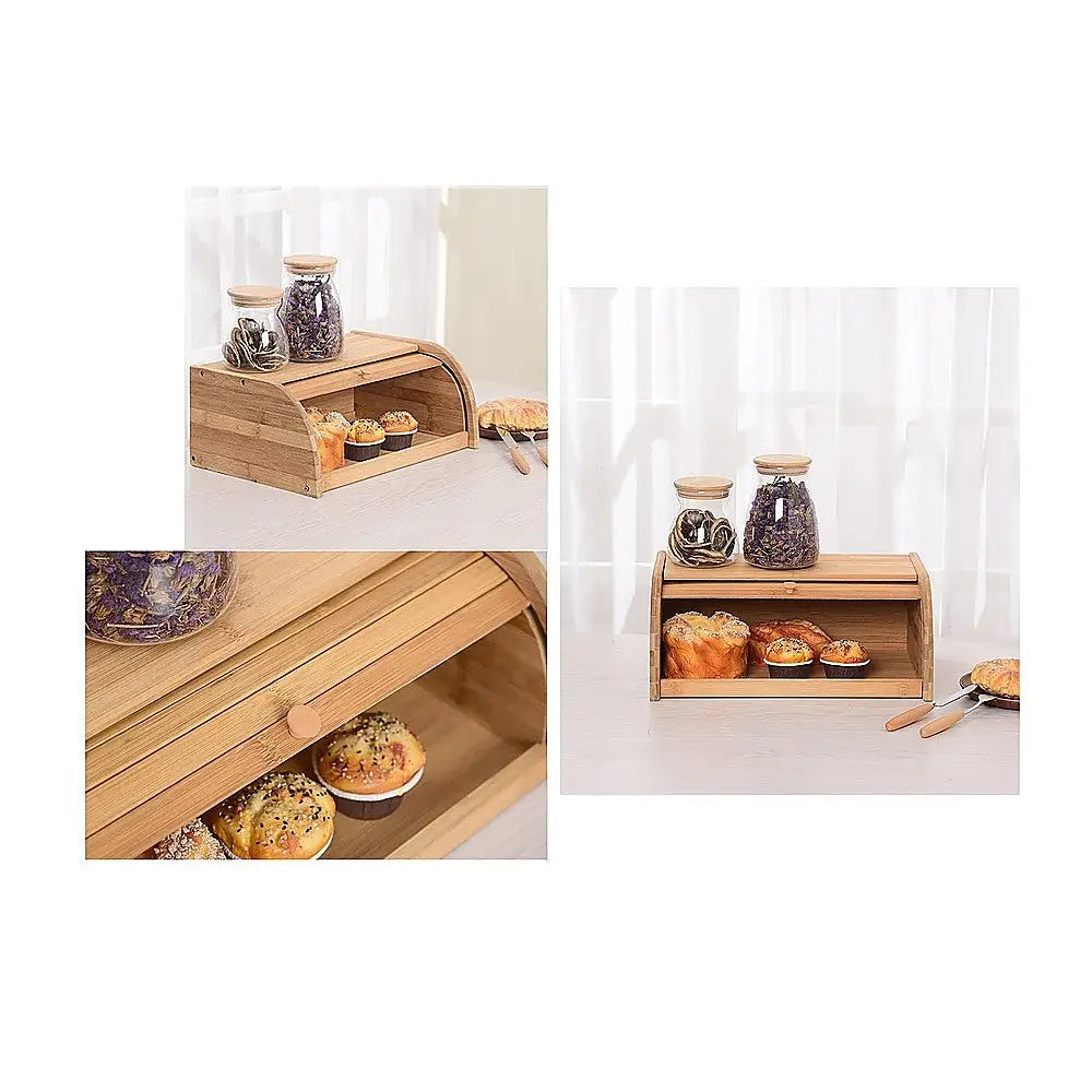 Bamboo Bread Storage Box Kitchen Loaf Pastry Container - Home & Garden > Kitchenware