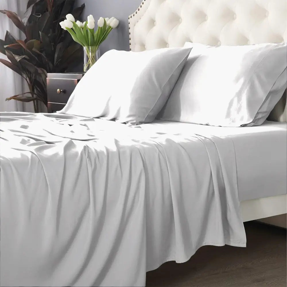 Bamboo Cotton 500 TC White Sheet Set by Park Avenue Split Queen - Home & Garden > Bedding > Bed Sheets