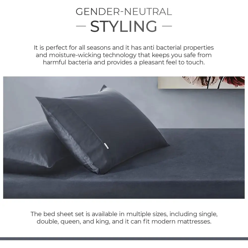 Bamboo Cotton Blend All Season Bedding Set - Charcoal - King Size - Home & Garden > Bedding > Bed Sheets