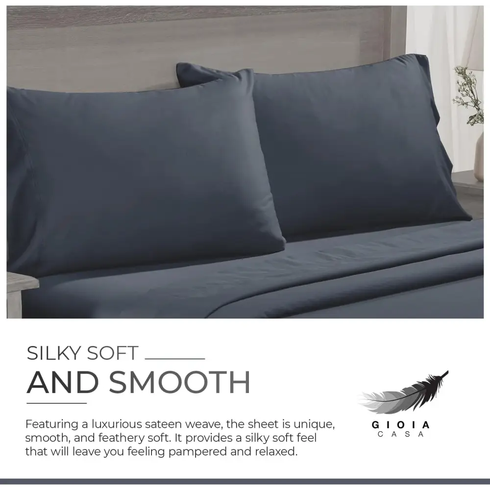 Bamboo Cotton Blend All Season Bedding Set - Charcoal - King Size - Home & Garden > Bedding > Bed Sheets