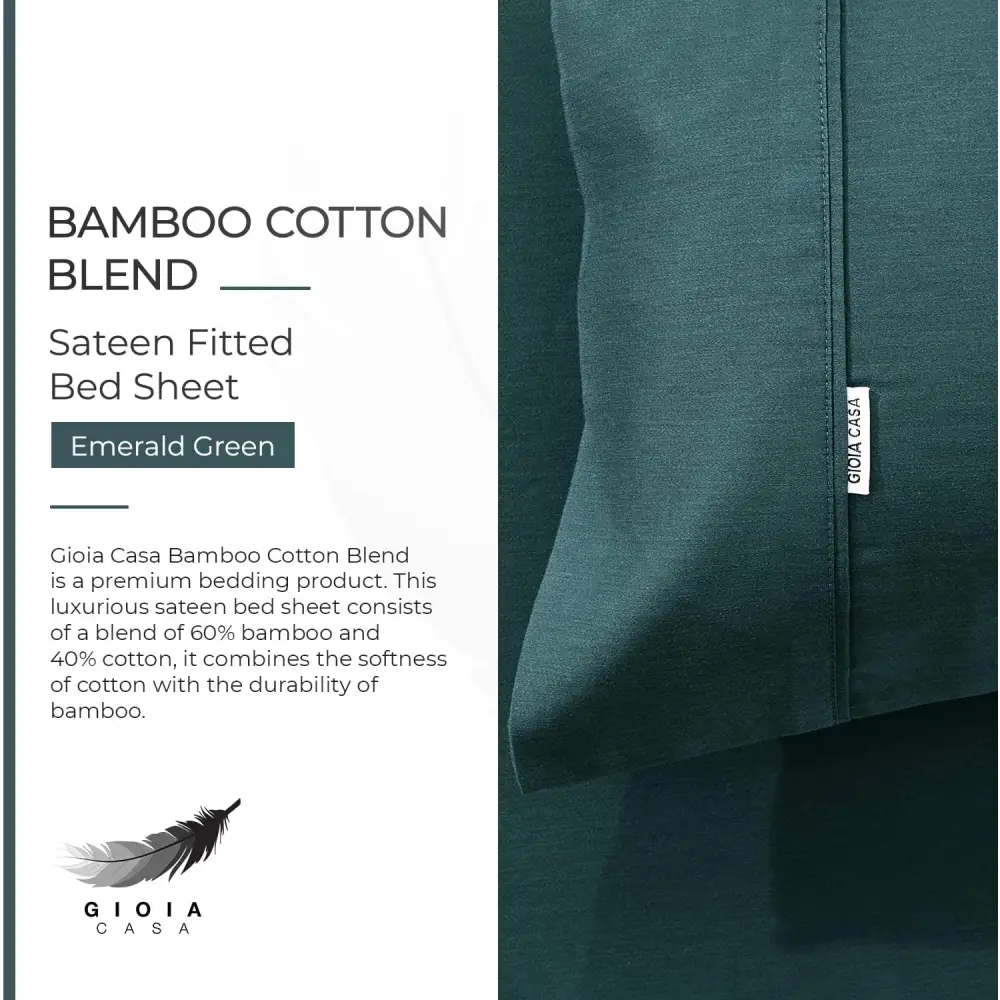 Bamboo Cotton Blend All Season Bedding Set - Emerald Green - Queen Size - Home & Garden > Bedding > Bed Sheets